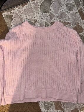 Time and Tru Light Pink Crewneck Textured Sweater
